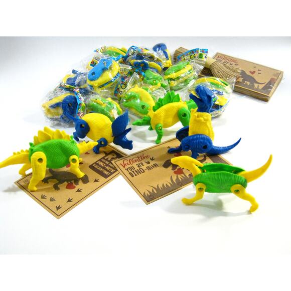 36pc Kids Valentines Day Cards Plastic Dinosaur Church Party Classroom Exchange - Picture 3 of 6